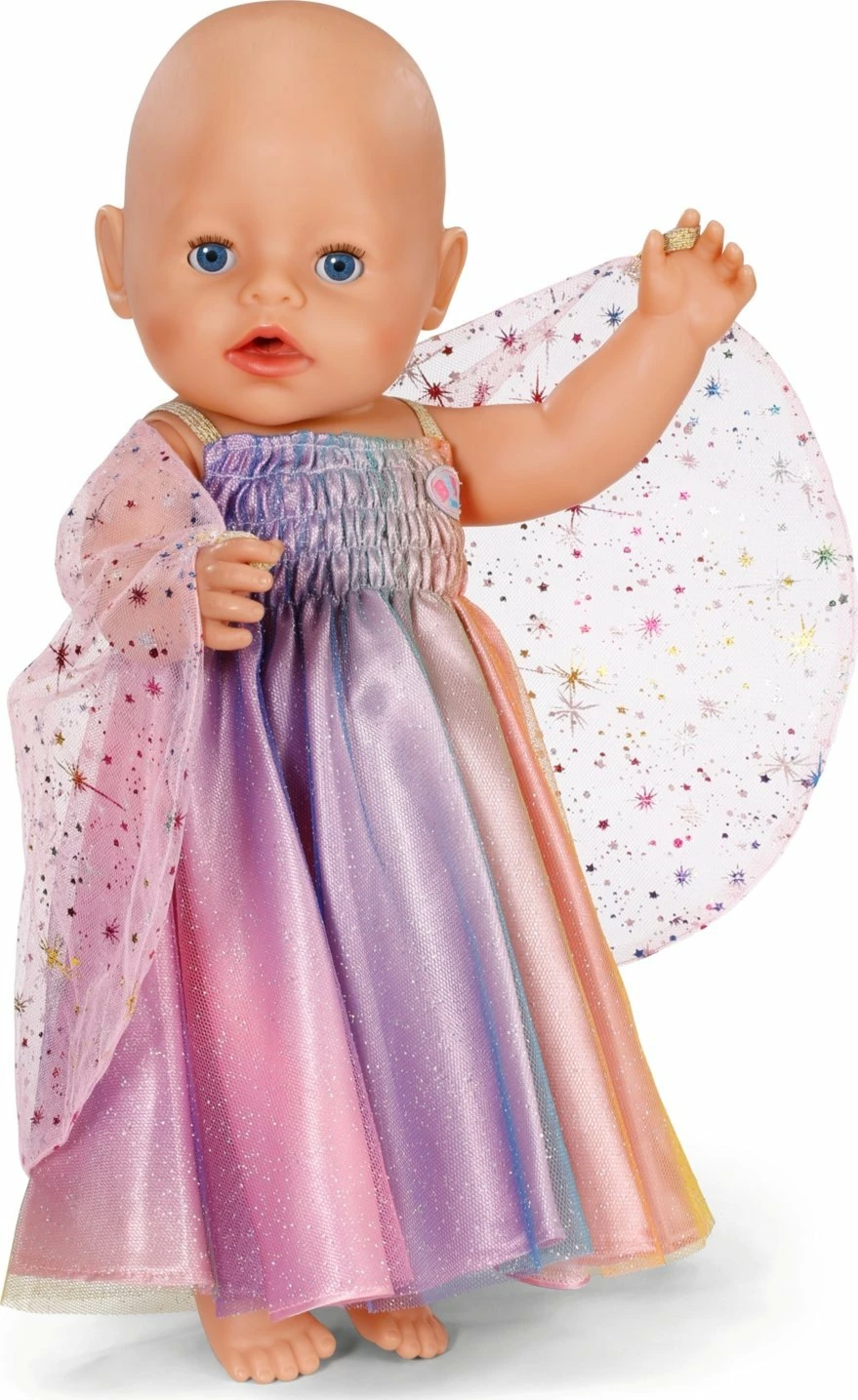 Fustan për kukull Zapf BABY BORN Rainbow Dress 43cm 836132 shumëngjyrësh (me krahë, me varëse)