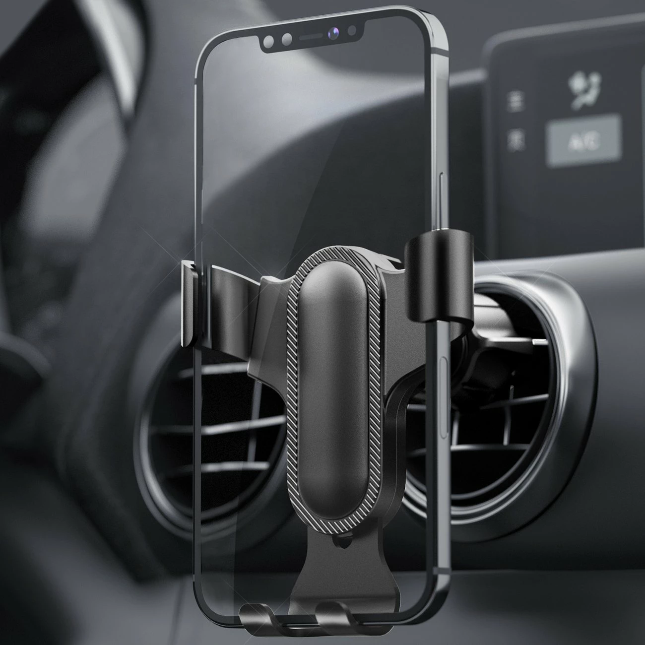 Mbajtës celular për veturë Dudao F7s, gravitacional, vendosje në grilë ajrimi, rrotullim 360°, për 4.7-6.9", i zi