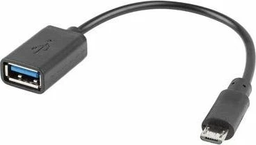 Adapter OTG USB Lanberg AD-OTG-UM-01 USB-A (F) në MicroUSB (M) 15 cm, i zi