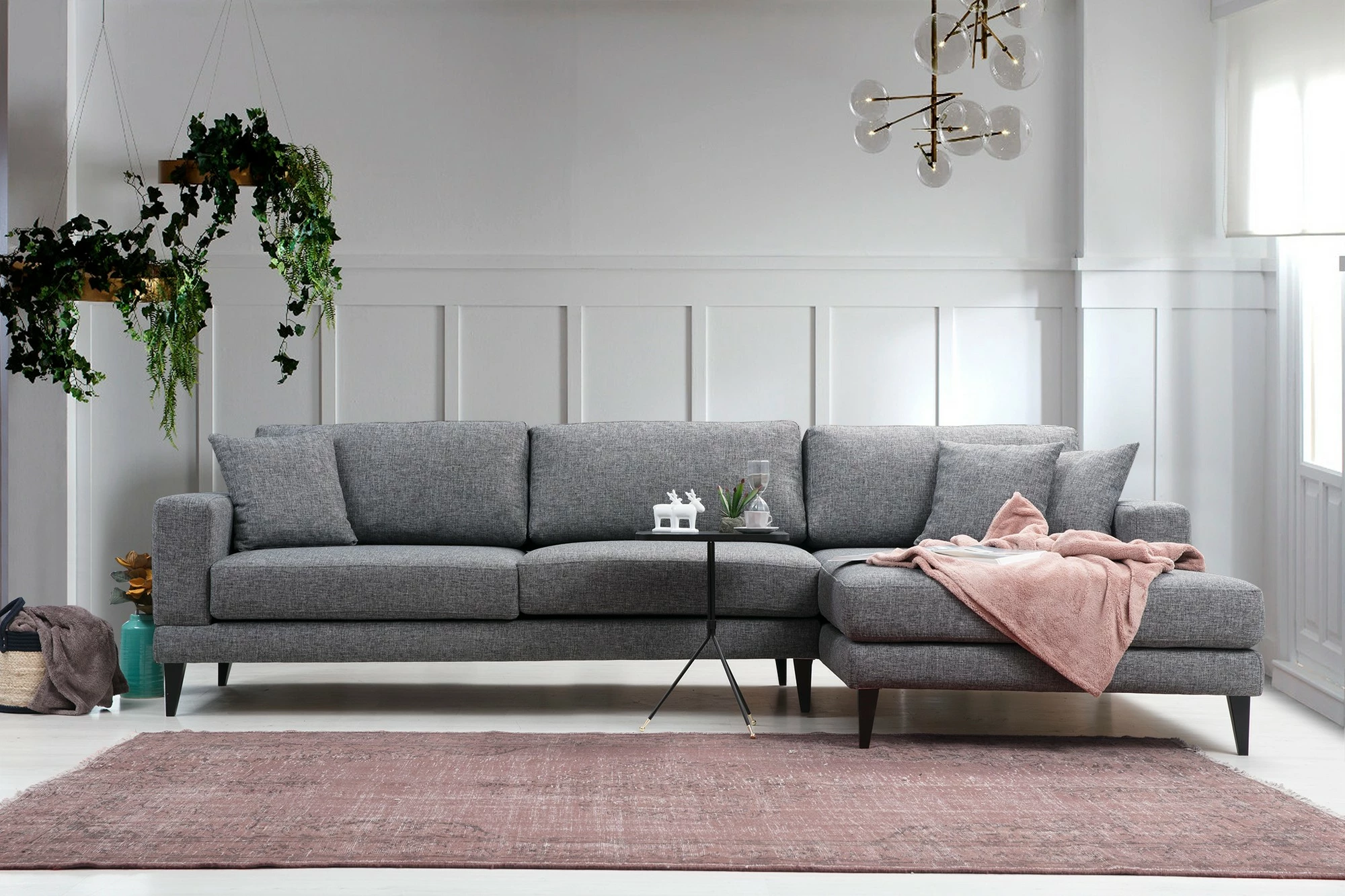Kënd-sofë krevati Atelier del Sofa, kënd nordik djathtas (L3+Chl), ngjyrë gri e errët