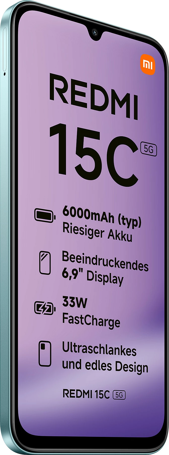 Celular Xiaomi Redmi 15C, 4GB RAM, 128GB, 6.9", 5G, 6000mAh, Mint Green
