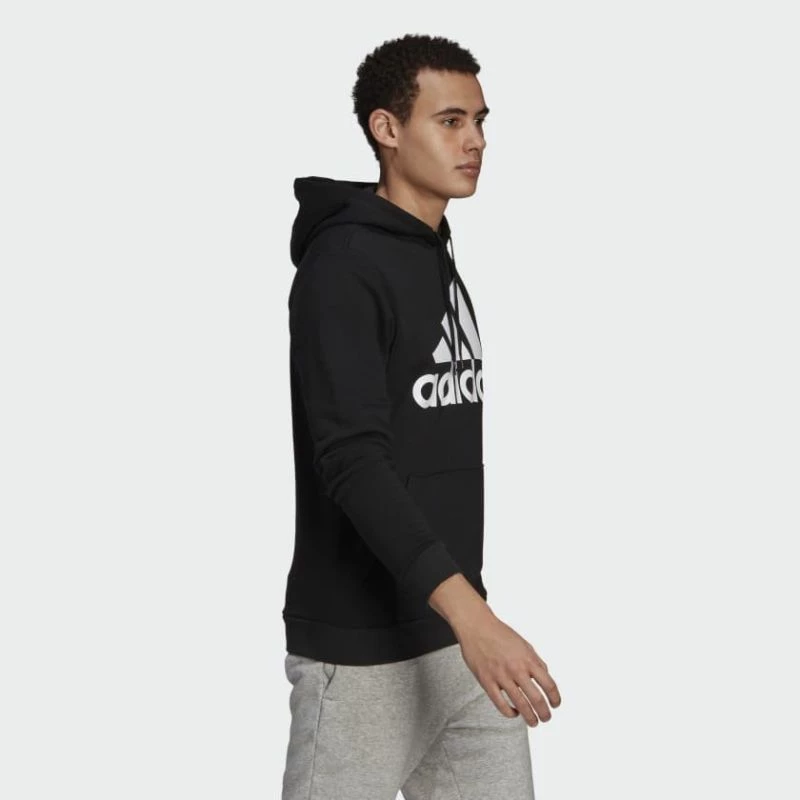 Duks me kapuç adidas për meshkuj, i zi me logo të bardhë [Madhësia: XL]