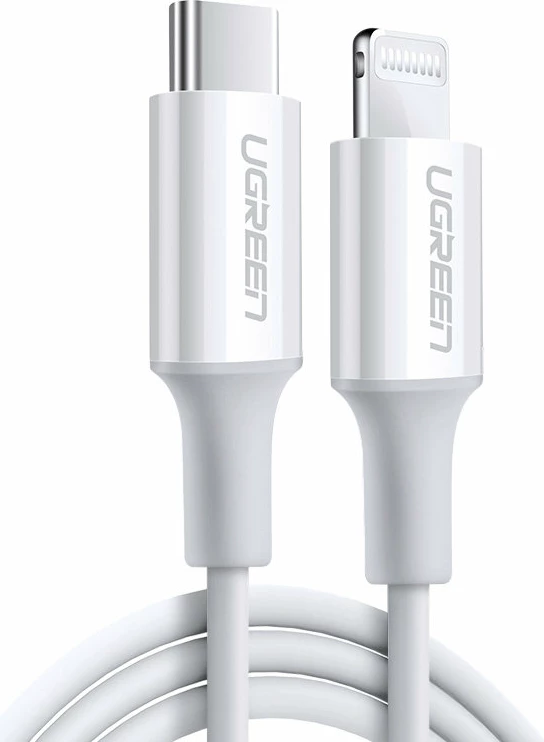 Kabllo Ugreen USB-C në Lightning US171, 1.5m, 20W, 3A, e bardhë