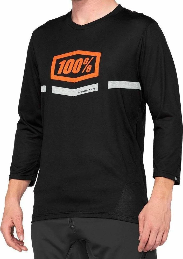 Bluze për meshkuj 100% Airmatic 3/4 Sleeve, madhësia XL, e zezë/portokalli