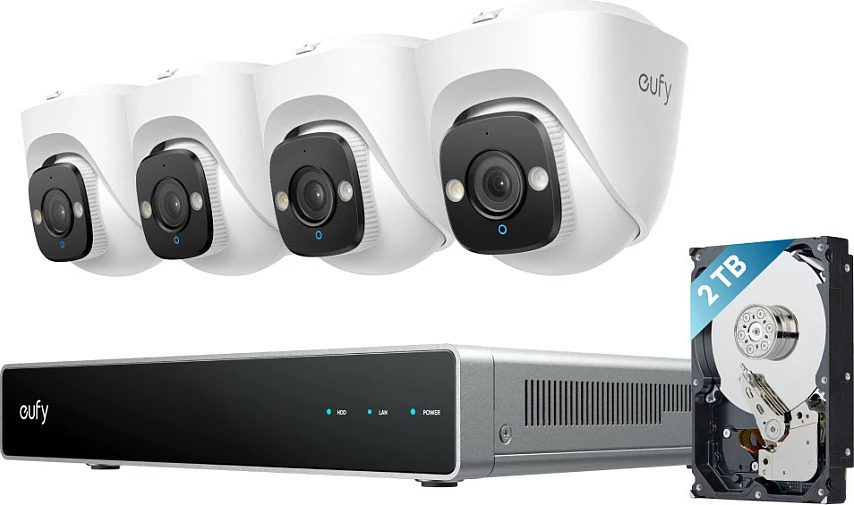 Sistem sigurie NVR EUFY E41, 8 kanale, 4K, 2TB, PoE, i zi/gri/bardhë