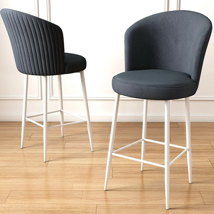 Set karrigesh për bar (2 copë), Hanah Home, Fora, antracit, e bardhë