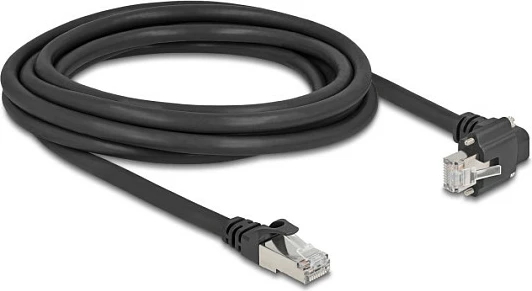 Kabllo rrjeti DeLOCK 80923, Cat6, 3m, RJ45 me vida, konektor 90°, e zezë