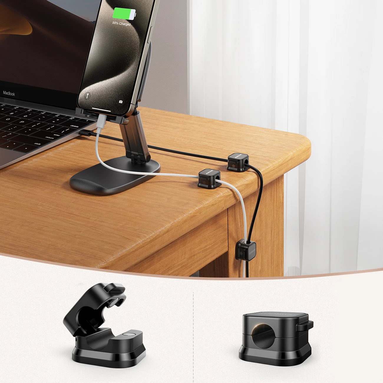 Organizues magnetik për kabllo Joyroom JR-ZS368, 6 copë, i zi