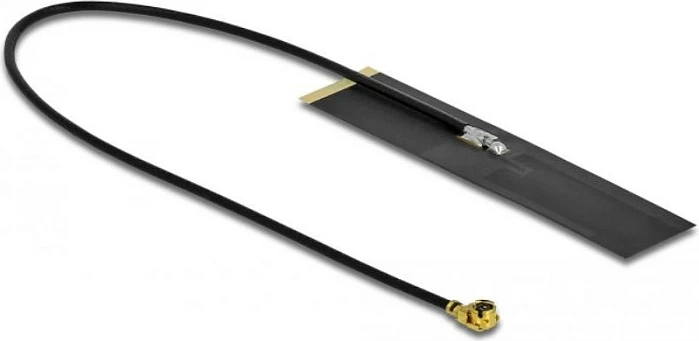 Antena WiFi DeLOCK Dualband ac/ax/a/b/g/n, MHF I (u.FL), 1.7–4.7 dBi, PIFA FPC, omnidireksionale, e zezë