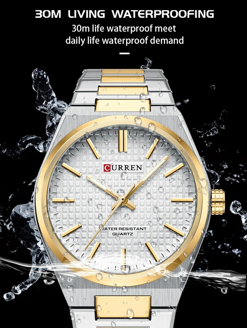 Orë dore për meshkuj Curren 8439, argjend/ari