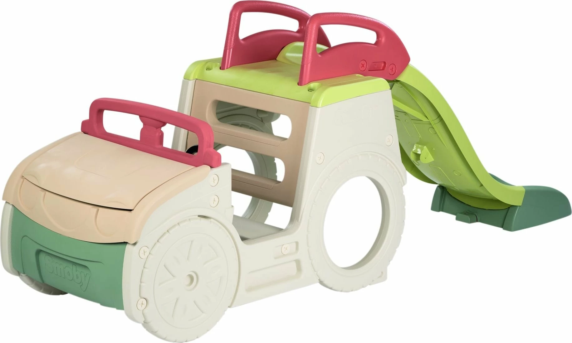 Lodër oborri 3-në-1 Smoby Adventure Car 840207, rrëshqitëse 150 cm, shumëngjyrëshe
