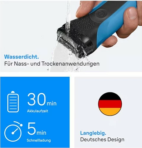 Makinë rroje Braun Series 3 310s, Wet & Dry, NiMH, zi/blu