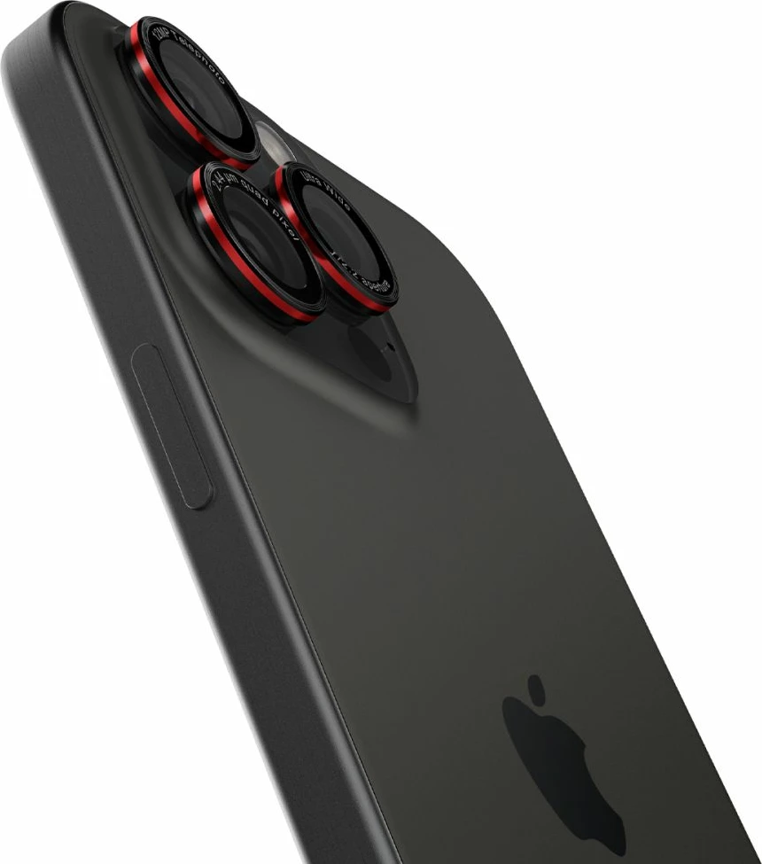 Mbrojtës xhami i temperuar për lente kamere Spigen Optik Pro L-Series Glas.tR EZ Fit për iPhone 14 Pro/Pro Max, 15 Pro/Pro Max, 16 Pro/Pro Max, 17 Pro/Pro Max, 9H, 2-pack, i zi me skaj të kuq