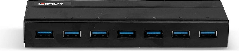 Hub USB Lindy 7-Port, USB 3.2 Gen 1, 5Gbps, me DC-in, i zi