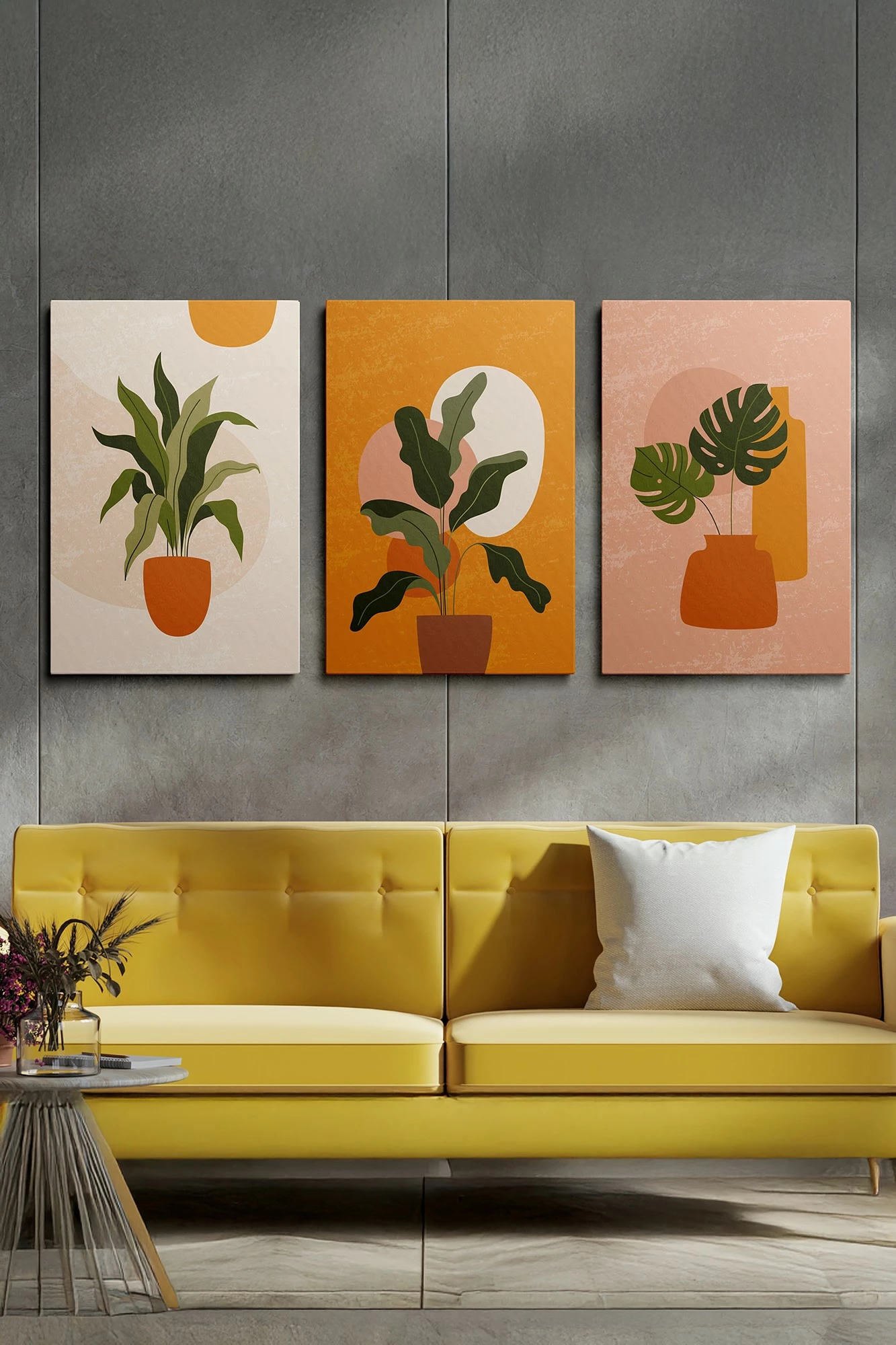 Pikturë dekorative kanavacë (3 copë), Wallity, Ersycnvs17, 40x60cm