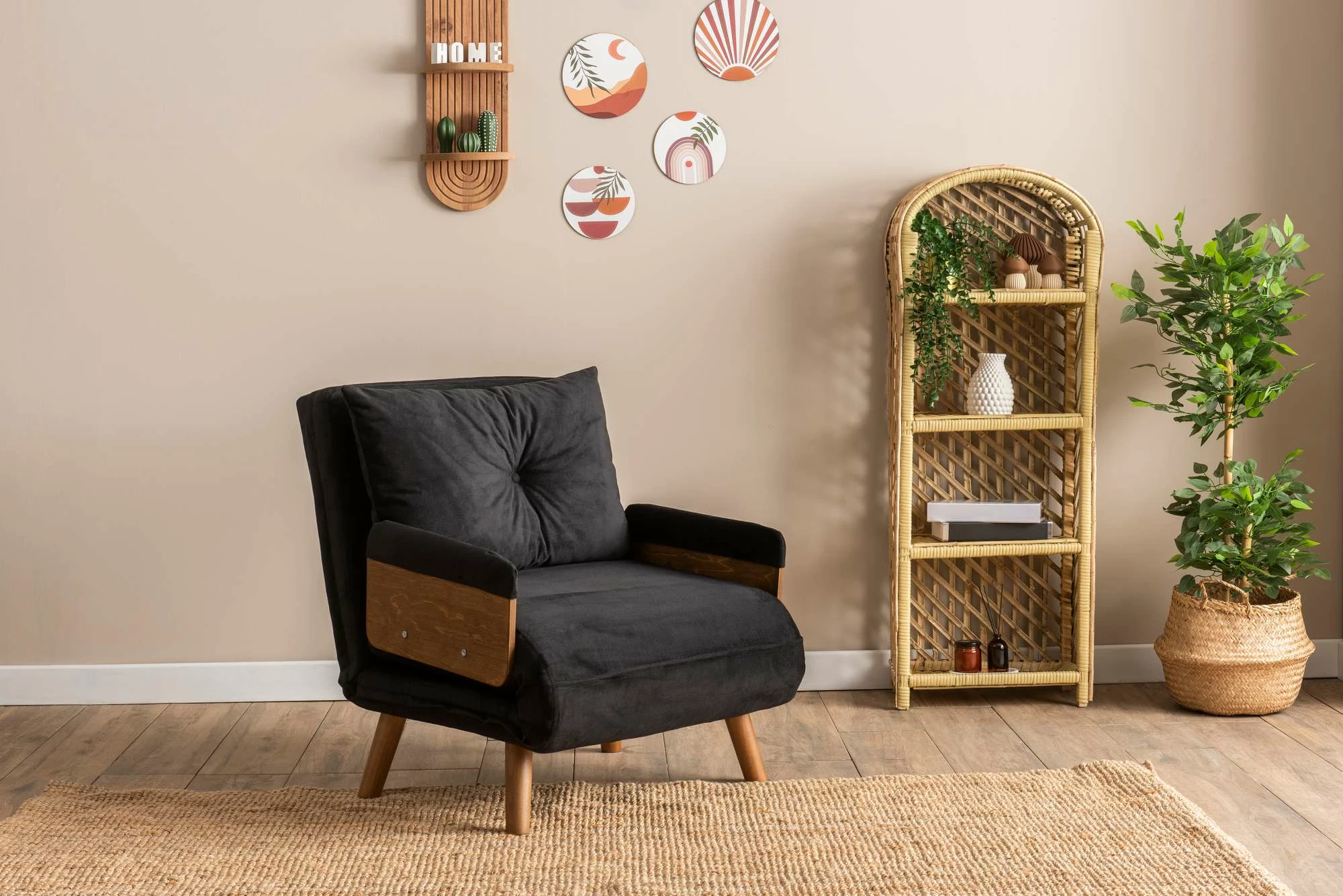 Krevat-karrige një vendës, Atelier del Sofa, Cosmo Single, e zezë