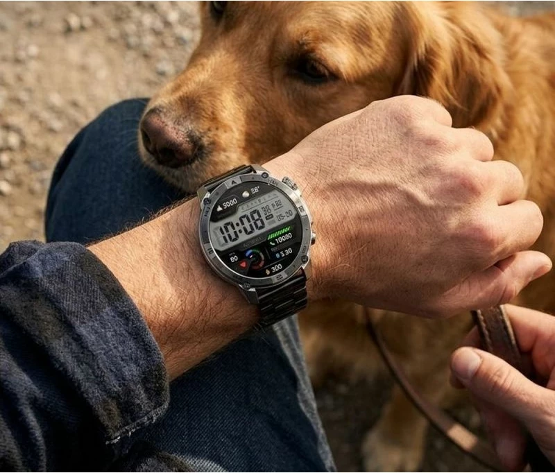 Smartwatch Gravity GT46-3, rrip silikoni + byzylyk çeliku, grafit
