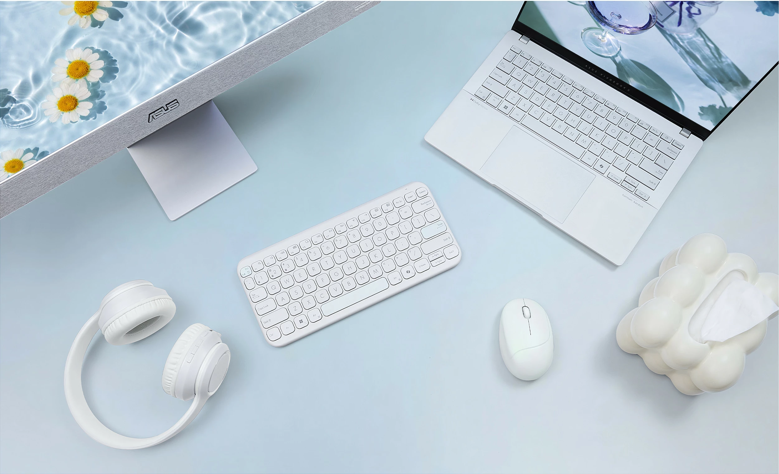 Tastierë ASUS KW100, pa kabllo Bluetooth, layout QWERTZ (DE), 75%, e bardhë