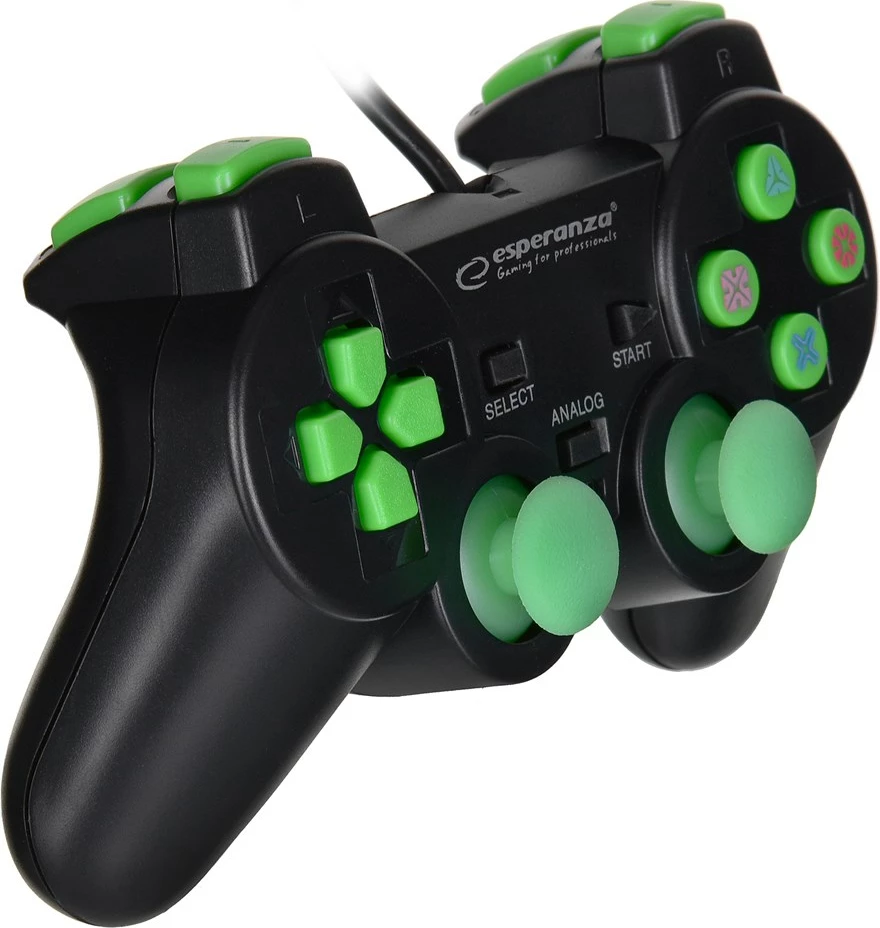 Kontroller Gaming Esperanza EGG107R për PC, Playstation 3, i zi/ i gjelbër
