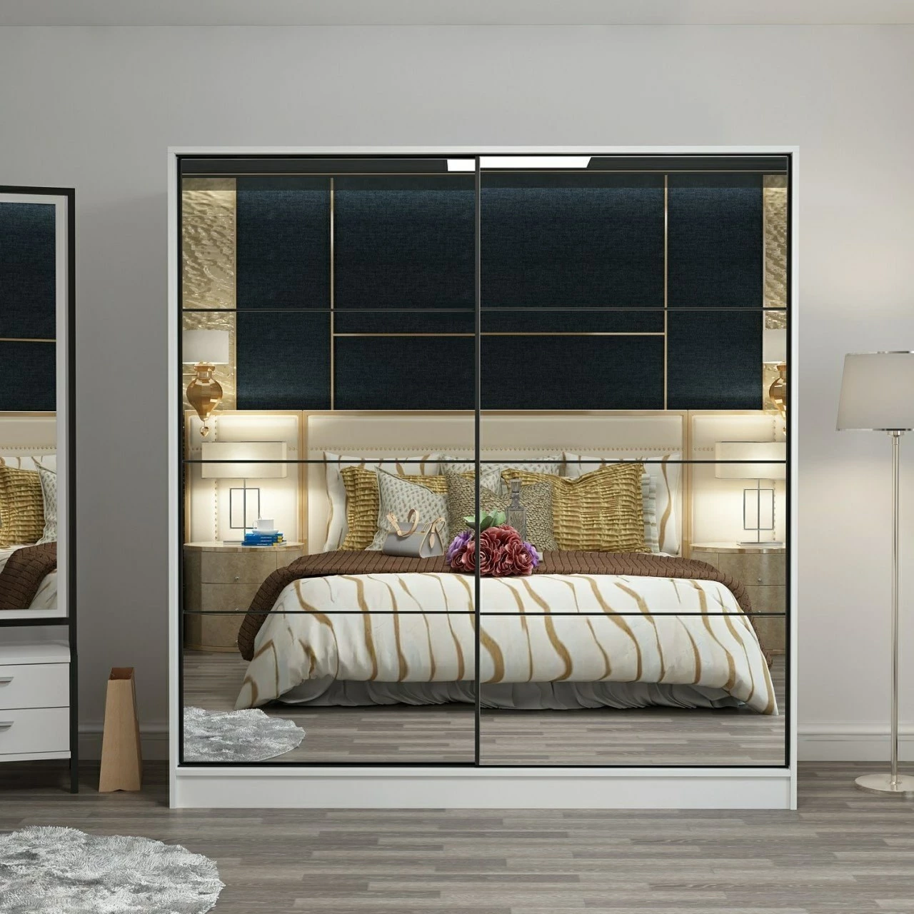 Dollap për dhomë gjumi, ngjyrë e bardhë, Skye Decor, 3965