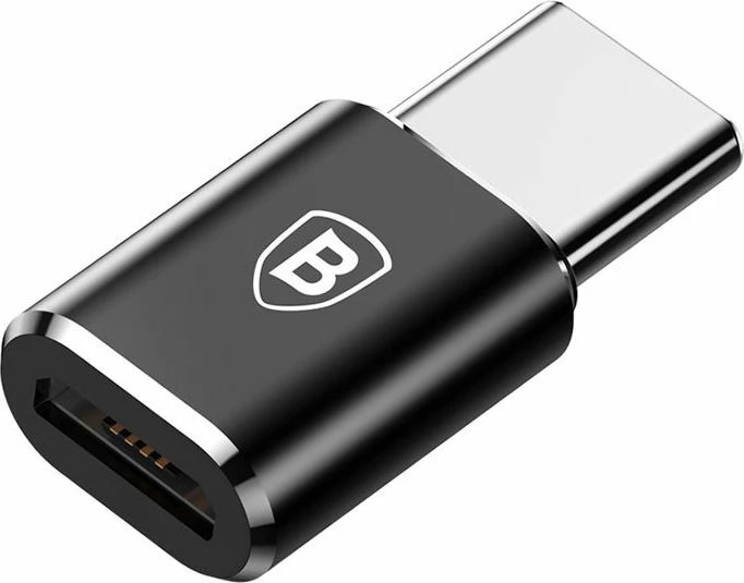 Adapter USB Baseus 28296-uniw USB-C në MicroUSB 2.0, 2.4A, alumin, i zi