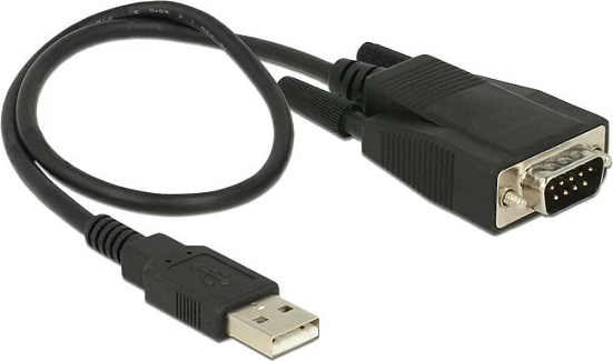 Adapter USB 2.0 në RS-232 DeLOCK 62958, USB-A në DB9, FTDI FT232RL, i zi