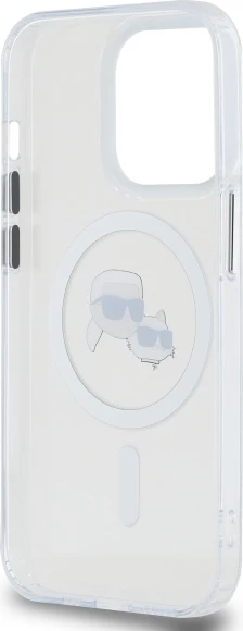 Mbështjellës Karl Lagerfeld IML Metal Karl & Choupette Head MagSafe për iPhone 14 Pro Max, Bardhë