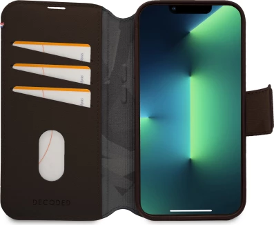 Mbështjellës Decoded Detachable Wallet për iPhone 14 Plus, lëkurë, MagSafe, Kafe