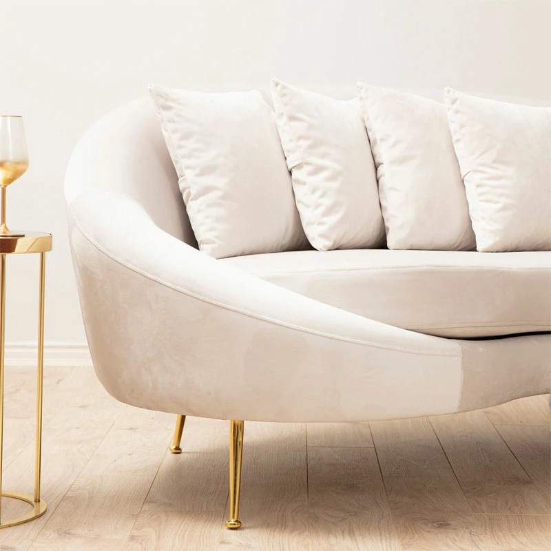 Divan treshe këndor i djathtë, pëlhurë bezhë, PWF-0574, 255x120x85 cm