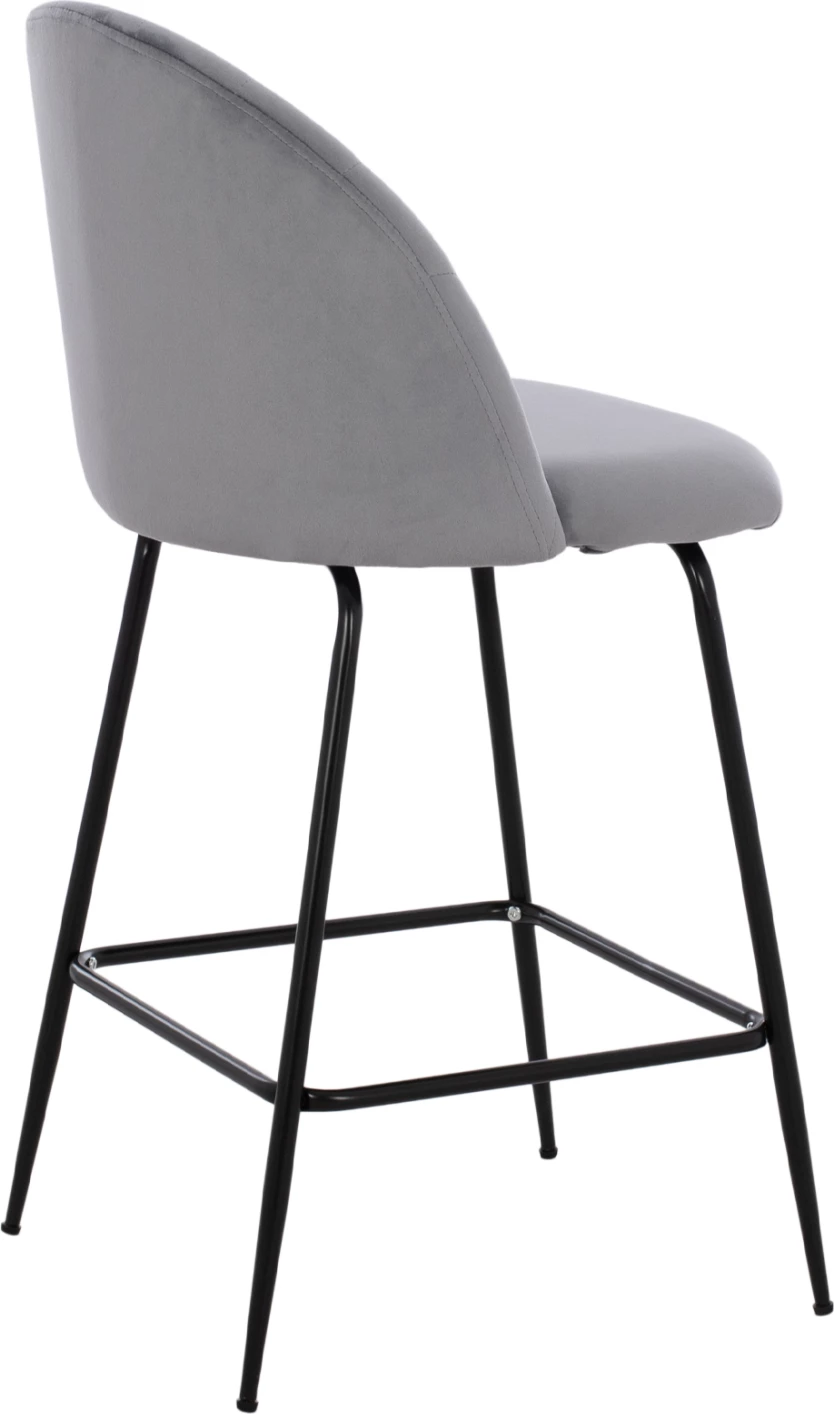Karrige për bar, lartësi mesatare, FH8732.11, këmbë metalike, kadife gri, 50x56x98 cm., set prej 2 copë