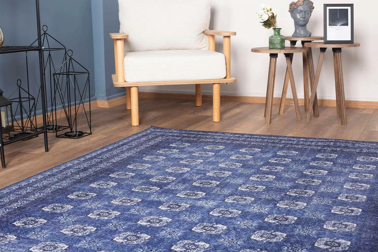 Qilim (210 x 310) Conceptum Hypnose, Blues Chenille, ngjyrë kaltër e errët AL 277