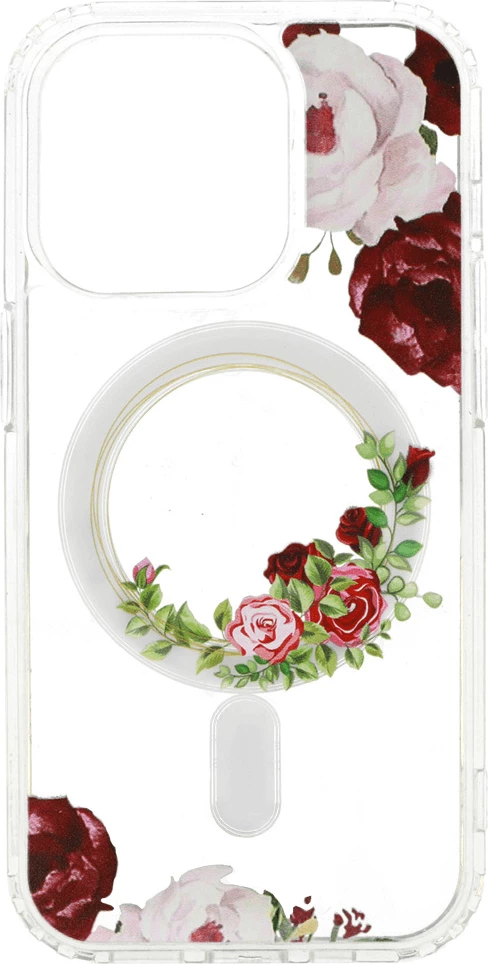 Mbështjellës ONASI Clear Case Elite 18085 për iPhone 15, silikon transparent me MagSafe, i kuq