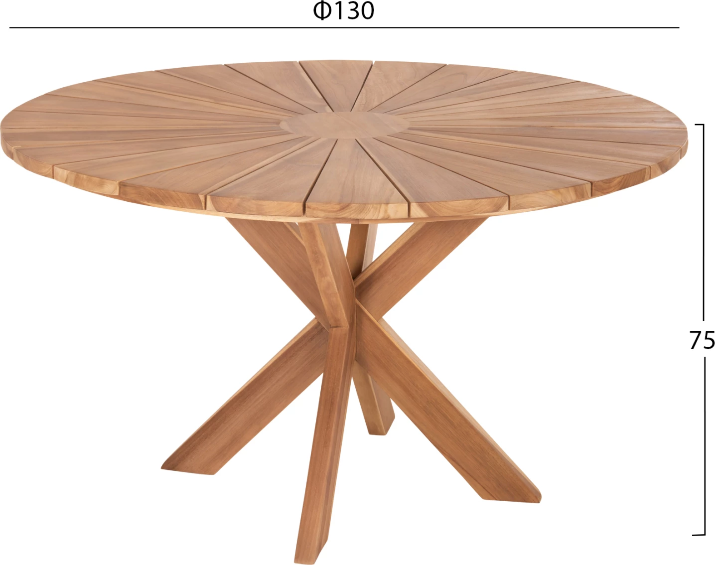 Tavolinë e rrumbullakët për ngrënie, EXCESS, dru TEAK, përfundim natyral mat, Φ130x75H cm