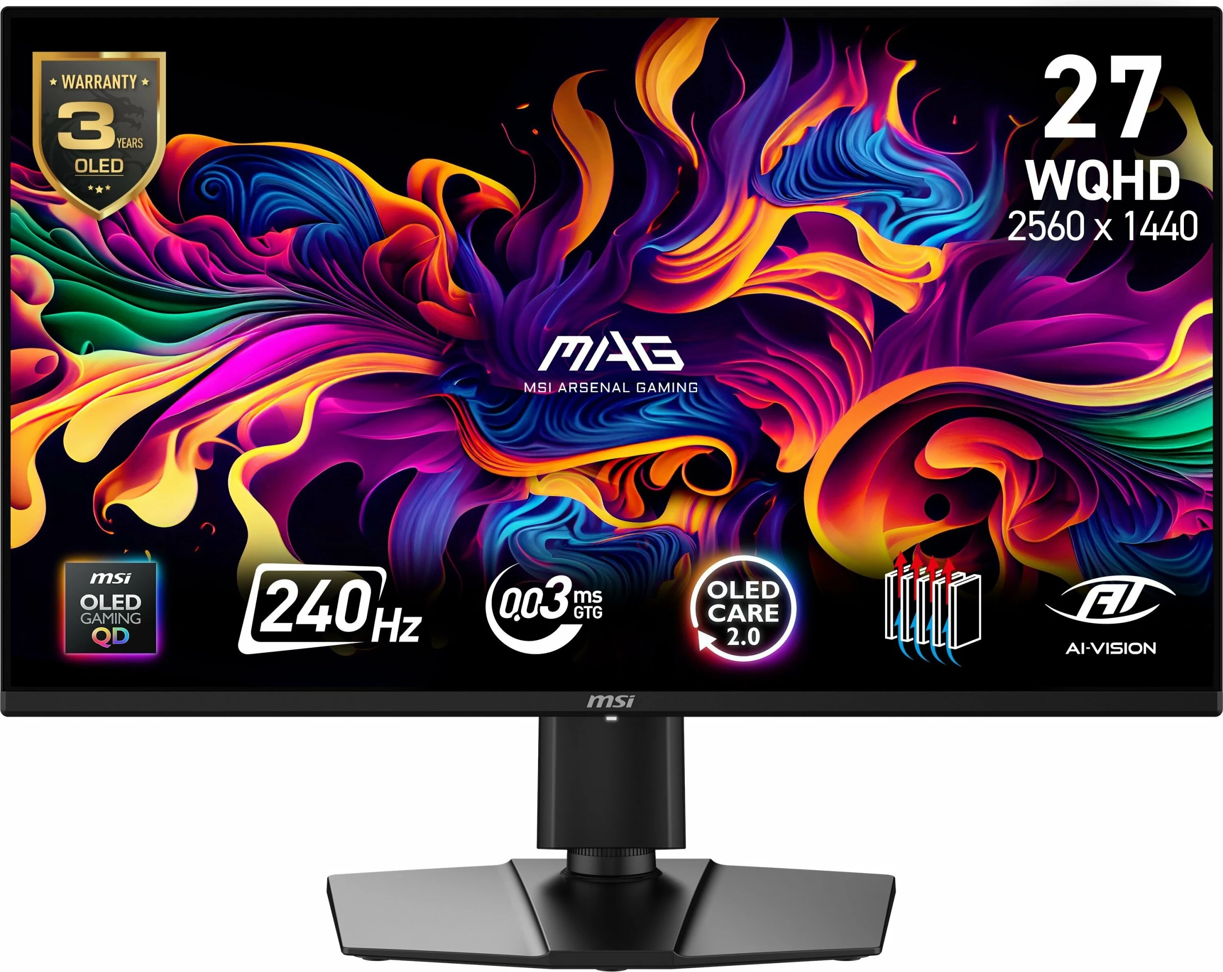 Monitor gaming MSI MAG 274QP QD-OLED X24 26.5\" WQHD 240Hz 0.03ms QD-OLED, i zi