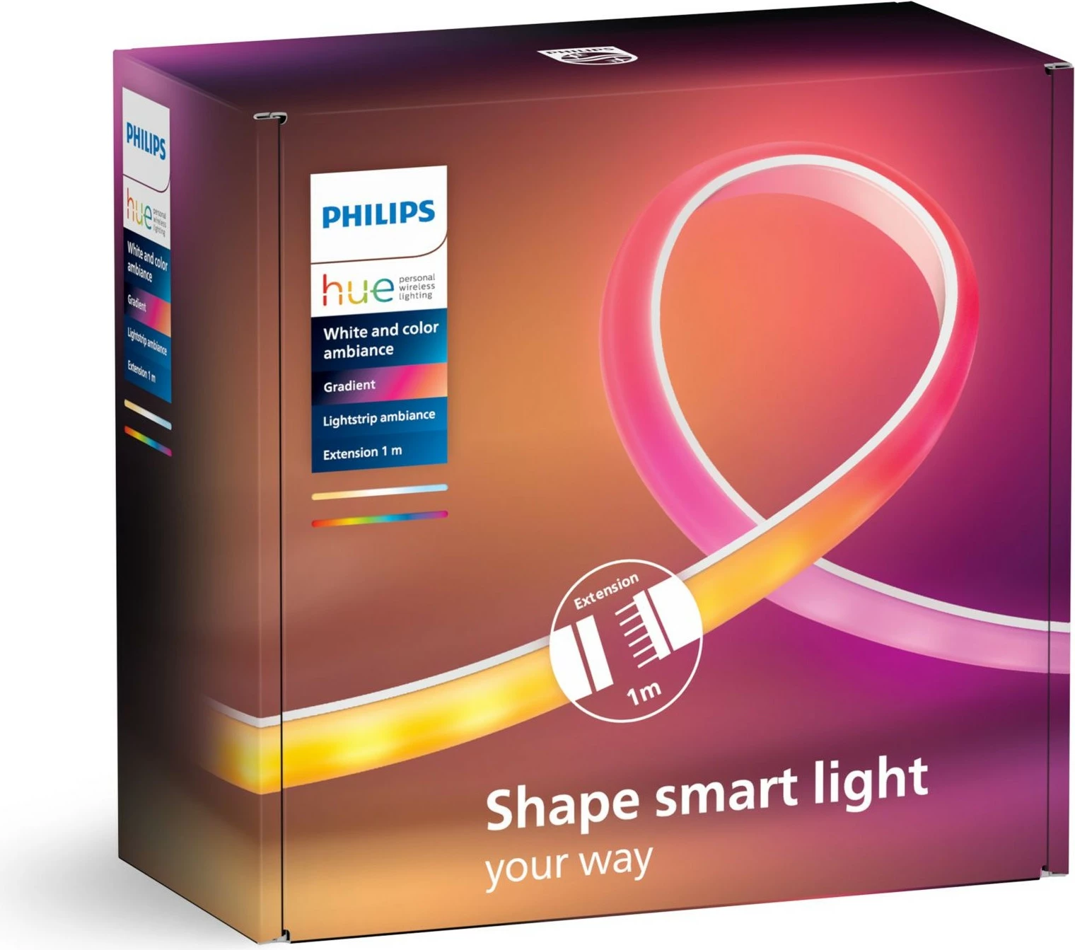 Dritë LED Philips Hue White and Colour Ambience Gradient Lightstrip Extension 1 Metër, Bluetooth/Zigbee, Bardhë