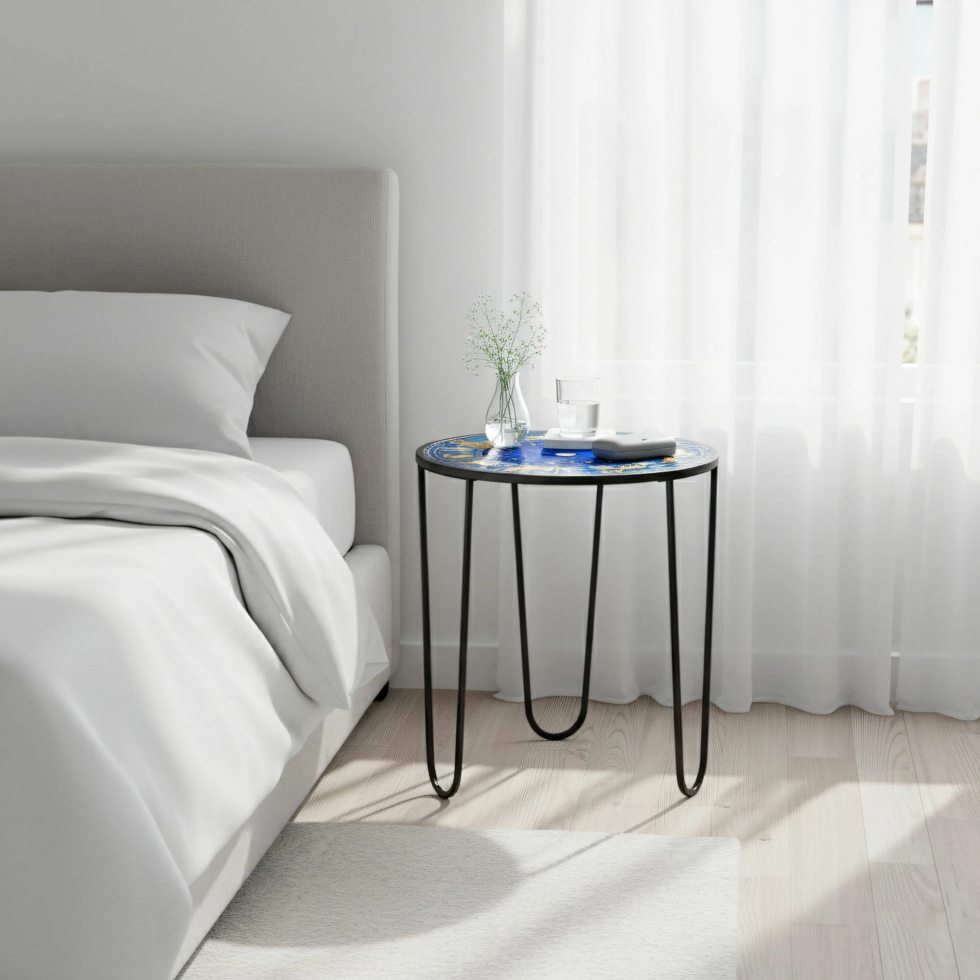 Tavolinë kafeje moderne, xham i temperuar, shumëngjyrëshe, Skye Decor, SHB-033-A