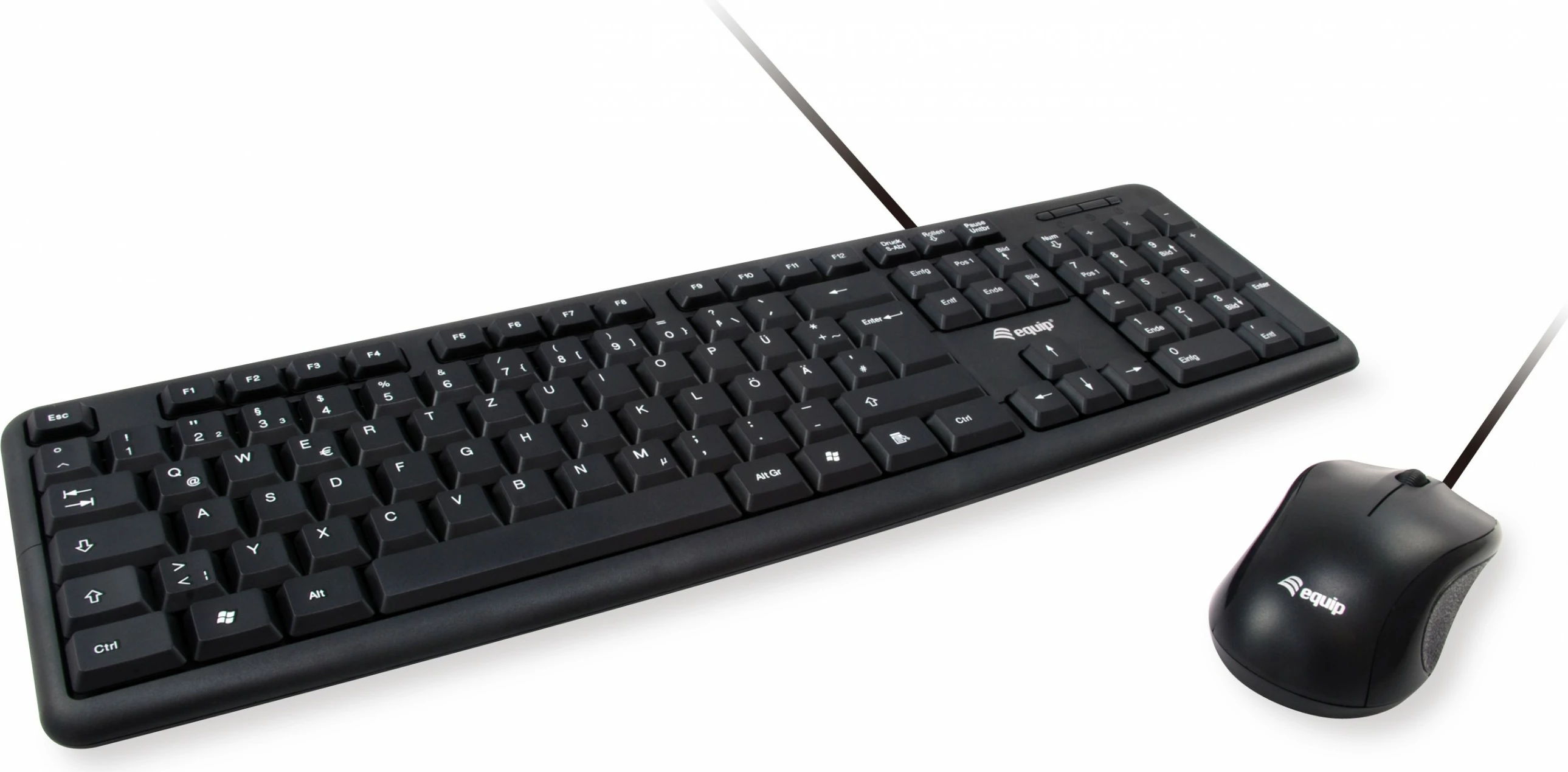 Tastierë me maus Equip 245201, full-size, USB, QWERTY, e zezë