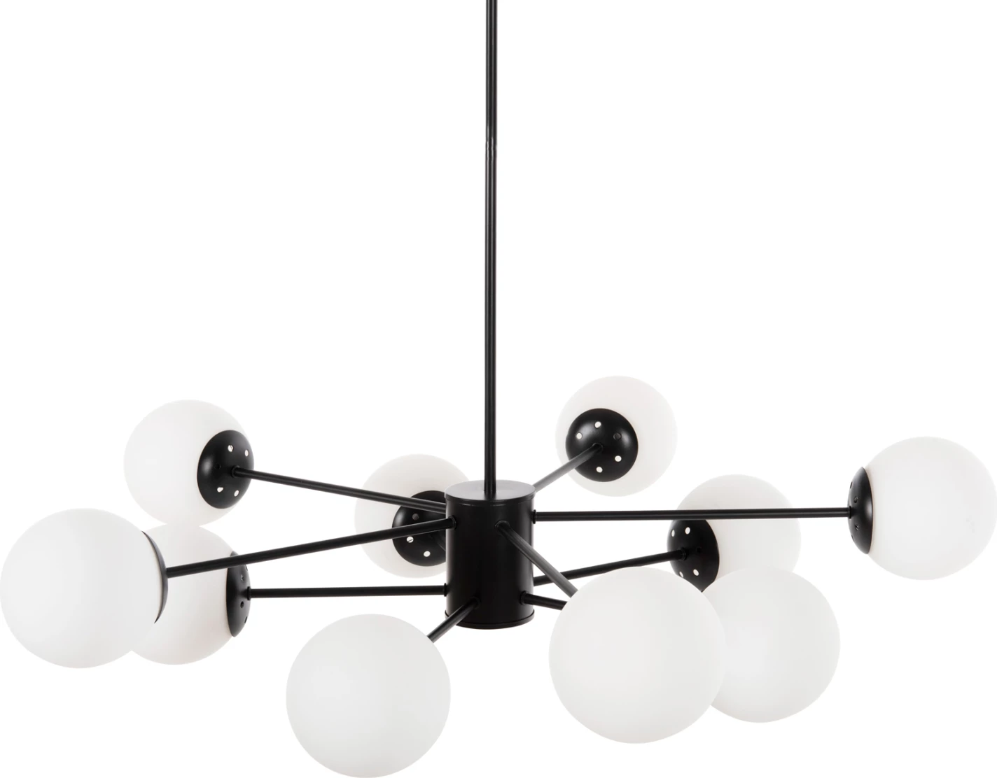 Llambë tavanore me shumë drita, FH4170, metal i zi, qelq i bardhë, Φ90x97,5H cm