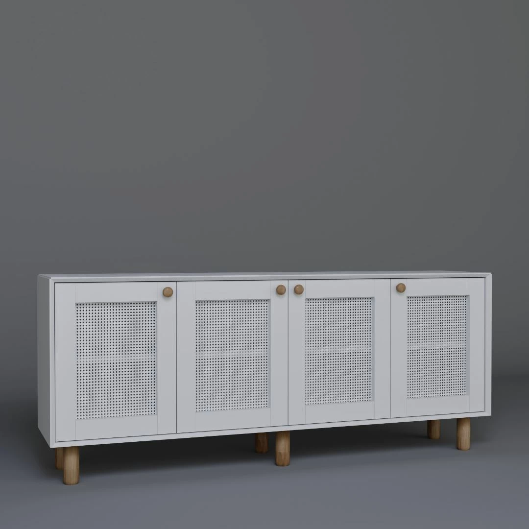 Konsol bohemian, ngjyrë e bardhë, Skye Decor, 180x75x40cm