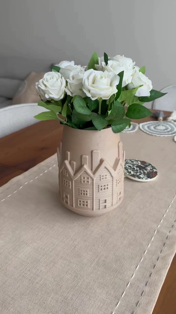 Vazo Evila Originals, Winter House, ngjyrë bezhë, 20cm