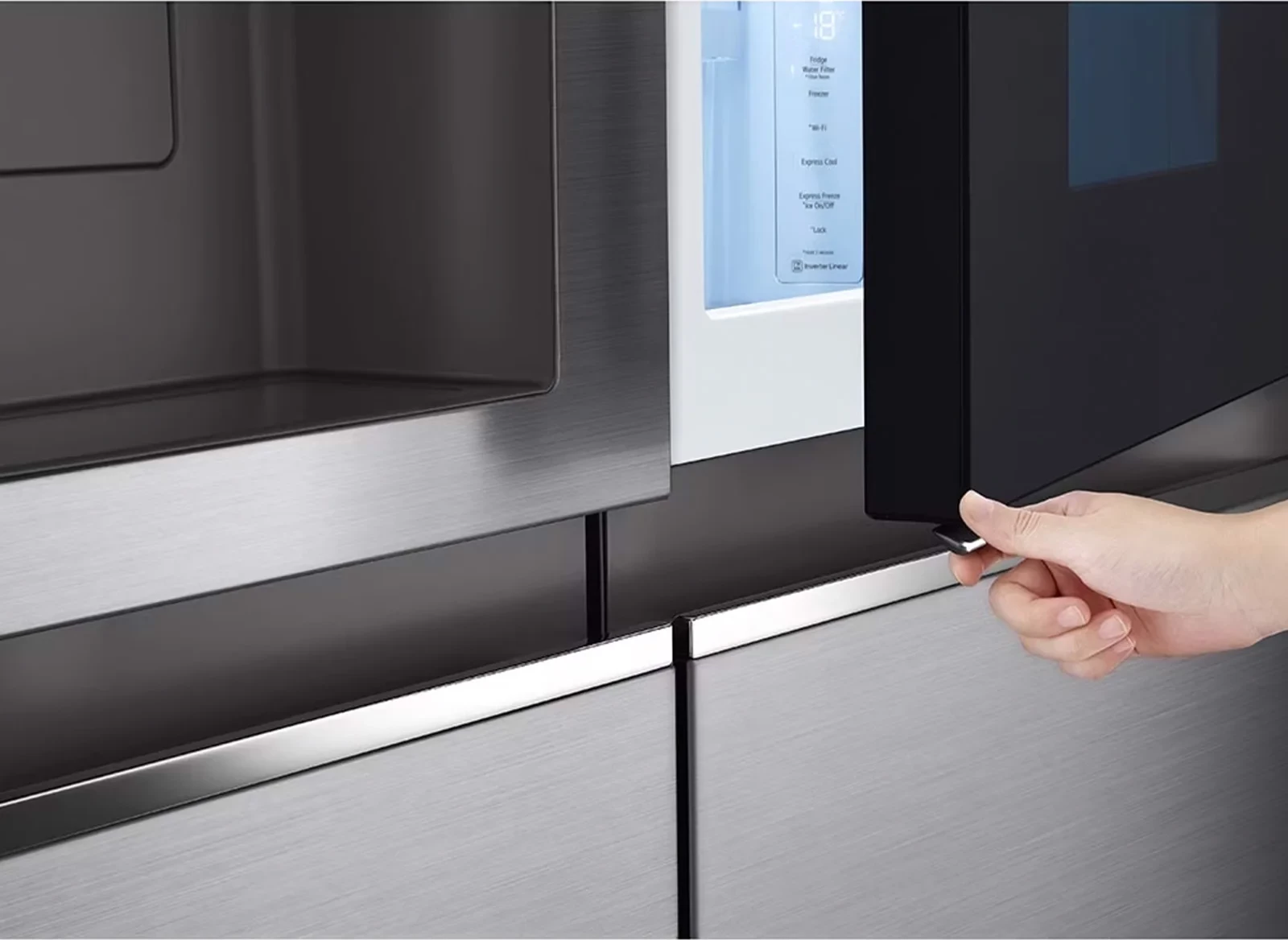 Frigorifer side-by-side, LG, GSXV80PZLE, 635 L, InstaView Door-in-Door, WiFi, dozues uji/akulli, klasë energjie E, 179 x 91.3 cm, Platinum Silver