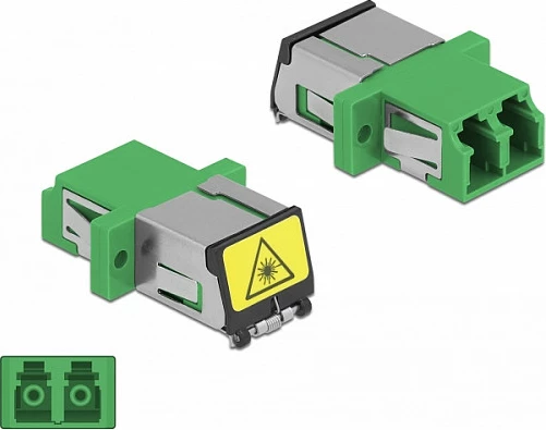 Kuplues fibër optike DeLOCK LC Duplex femër në femër, single-mode, i gjelbër