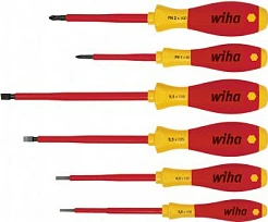 Set kaçavidash Wiha 320NK6 SoftFinish electric, 6 copë, Phillips/Slot, kuqe/verdhë
