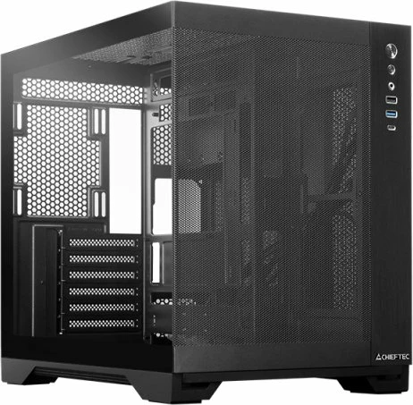 Kasë Chieftec VISIO AIR Fanless GM-30B-M-FL-OP Midi Tower ATX/Micro-ATX/Mini-ITX, pa PSU, e zezë