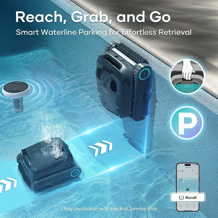 robot pastrues pishine me bateri AIPER Scuba X1, thithje 420 LPM, 180 min, pastrim fund/mure/vijë uji, stacion karikimi pa kabllo, zi/gri