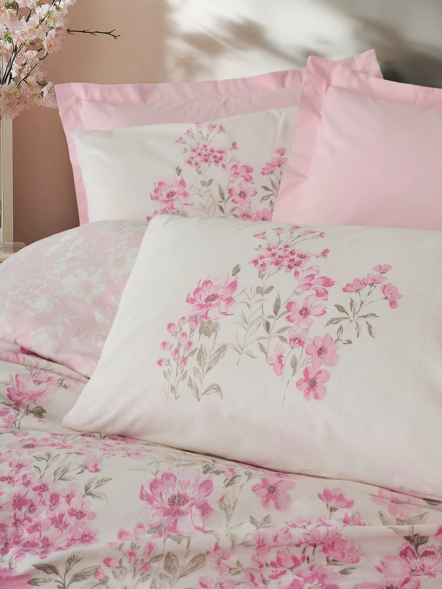 Set mbulesë për jorgan Super King, ngjyrë rozë, Floren, L'Essentiel Linge de Maison