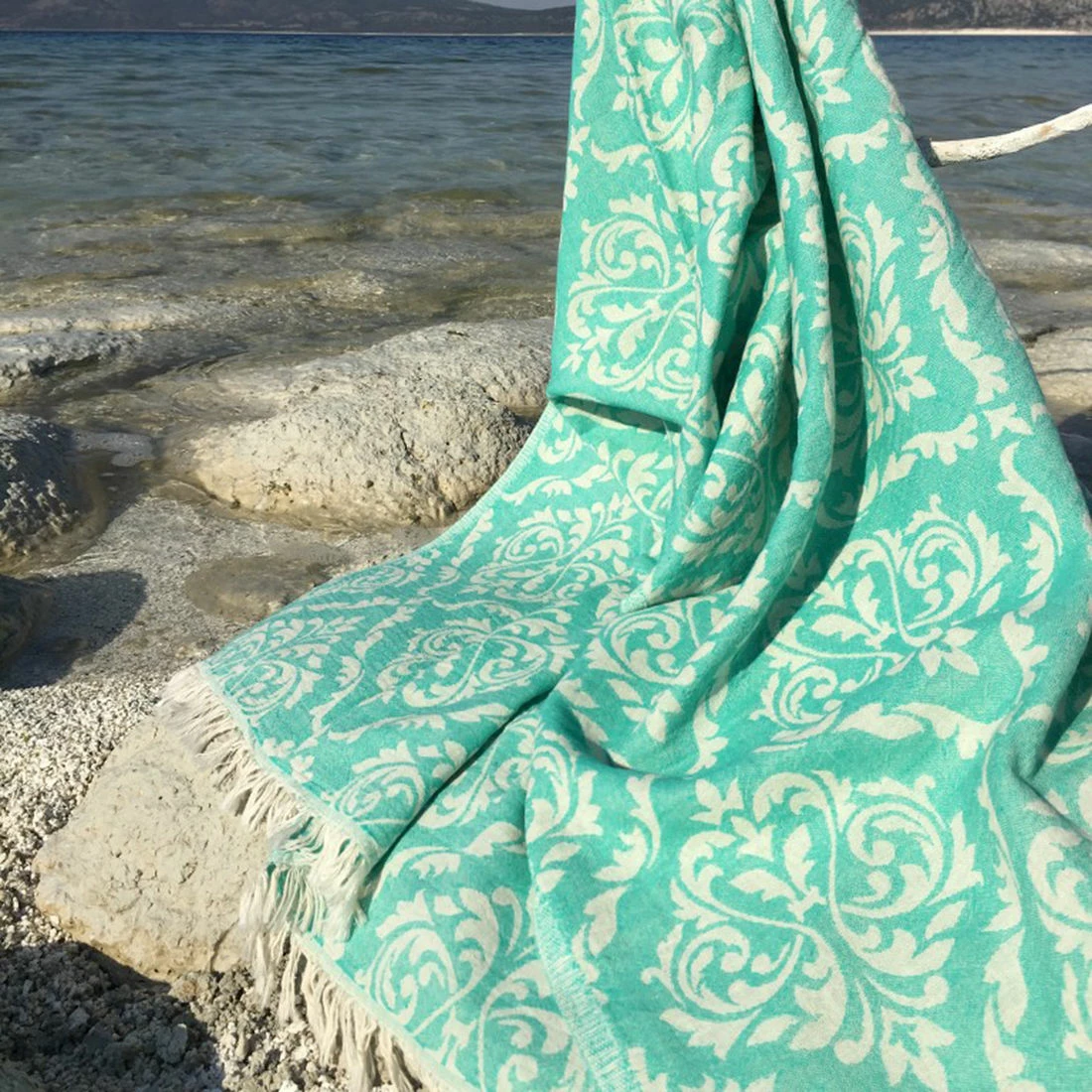 Peshqir plazhi Fouta, model Barok, ngjyrë e gjelbër, Mijölnir, 90x170cm