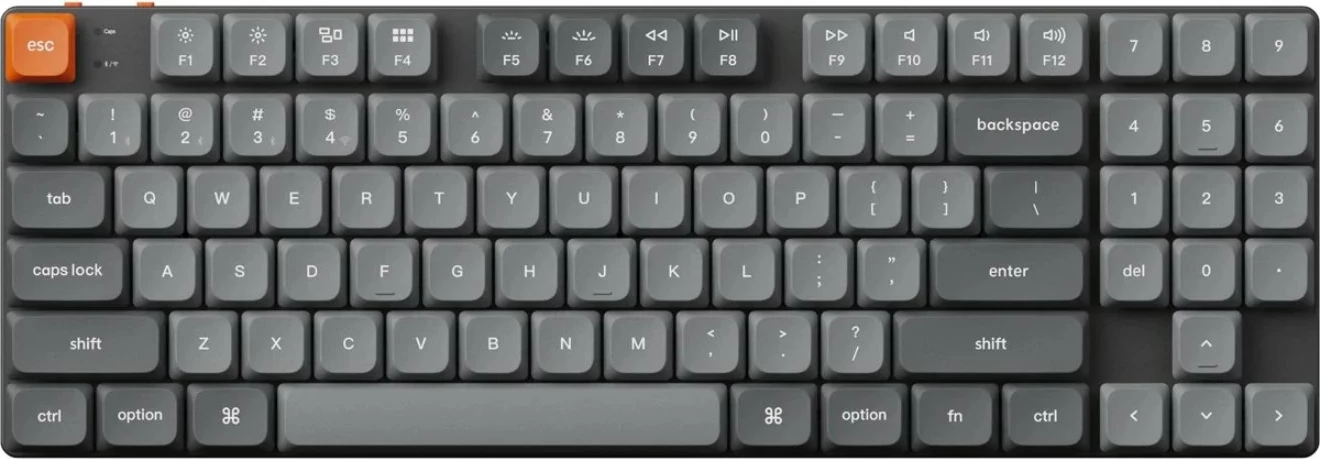 Tastierë mekanike Keychron K13 Max K13M-H1, QMK/VIA, Hot Swap, Low Profile Gateron Red, RGB, 80% (TKL), USB/Bluetooth/2.4GHz, gri
