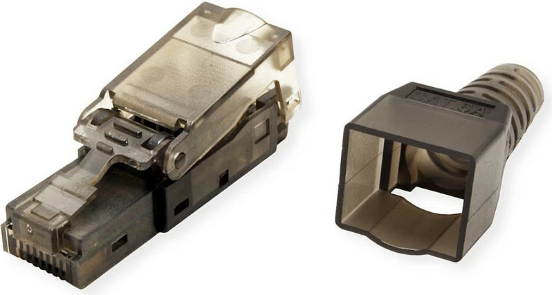Konektor RJ45 VALUE 26.99.0372, Cat6a UTP, AWG26, 50 copë, zi/transparent