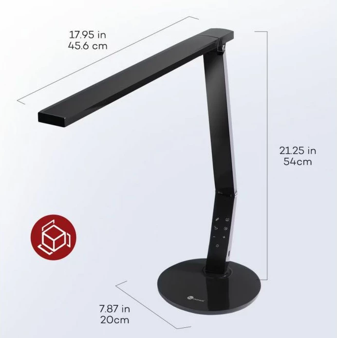 Llambë tavoline LED TaoTronics Stella TT-DL10, 4 mënyra ndriçimi, dimmable, USB 5V/1A, 70 cm, e zezë